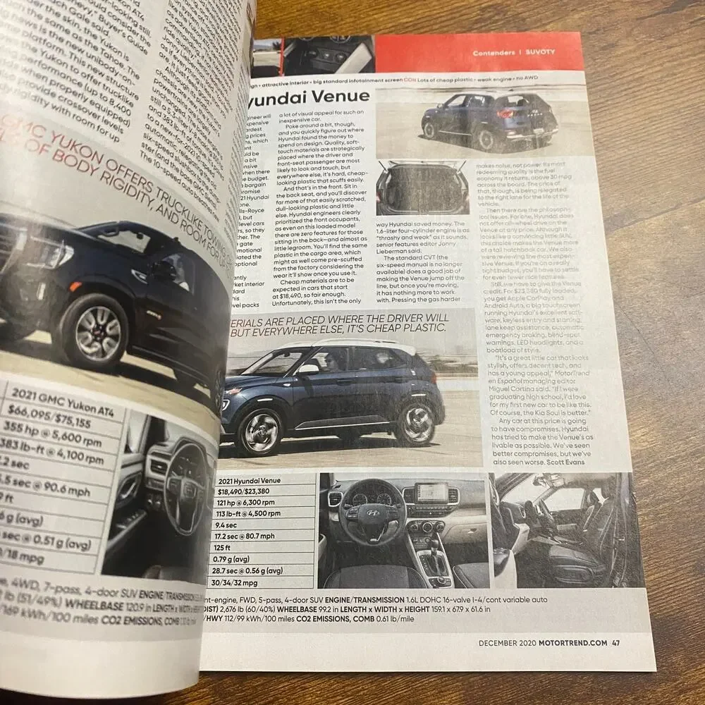 Motor Trend December 2020 SUV of the Year